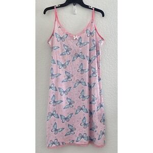 Mayfair Butterfly Ladies Chemise XL Pink Cotton Blend Lave‎ Trim Romantic NWT